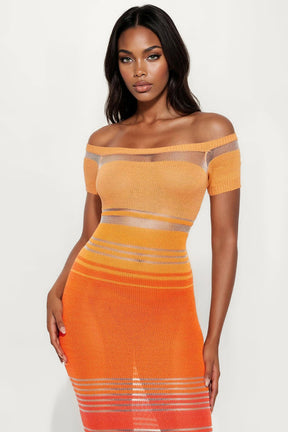 Josie Short Sleeve Sweater Maxi Dress - Orange