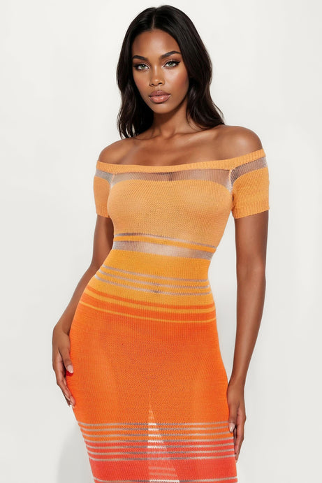 Josie Short Sleeve Sweater Maxi Dress - Orange