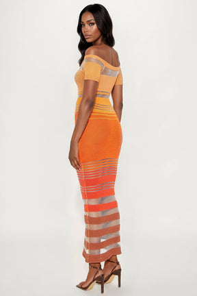 Josie Short Sleeve Sweater Maxi Dress - Orange