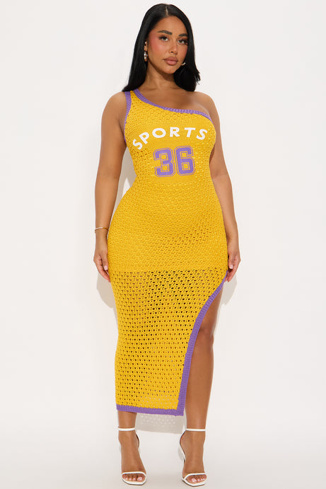 Shoot Your Shot Crochet Maxi Dress - Yellow/combo