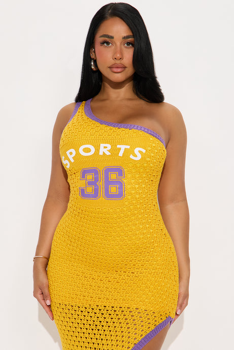 Shoot Your Shot Crochet Maxi Dress - Yellow/combo