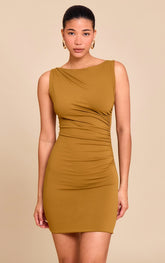 Olive Soft Touch Ruched Mini Dress