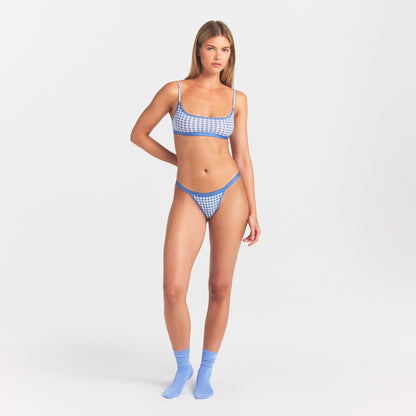 Lightweight Cotton Logo Picot Thong