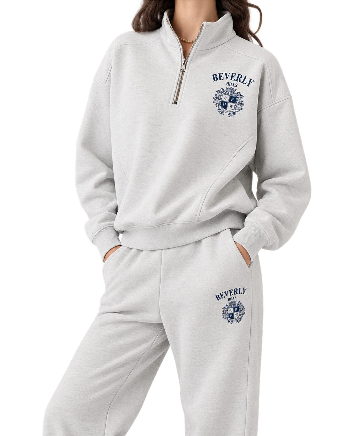 BH Crest Quarter Zip - Heather Gray/Navy