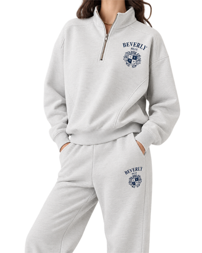 BH Crest Quarter Zip - Heather Gray/Navy