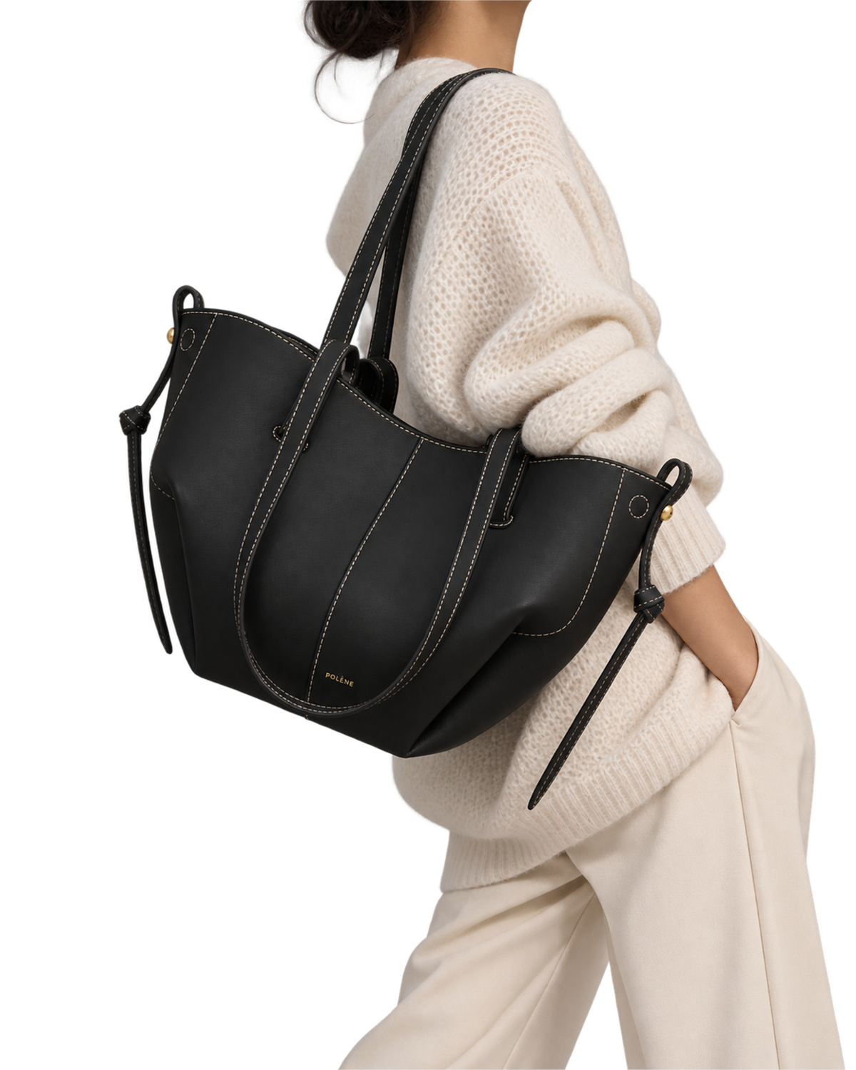 Cyme Mini Edition Textured Black with Ecru Stitching