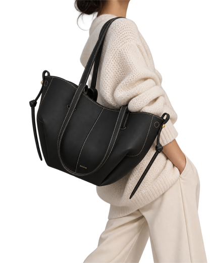 Cyme Mini Edition Textured Black with Ecru Stitching