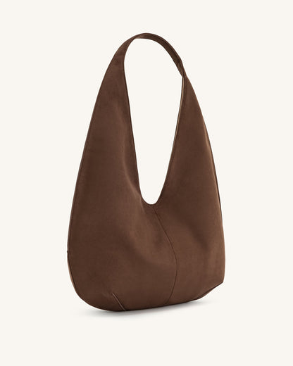 Dara Faux Suede Hobo Bag - Dark Olive