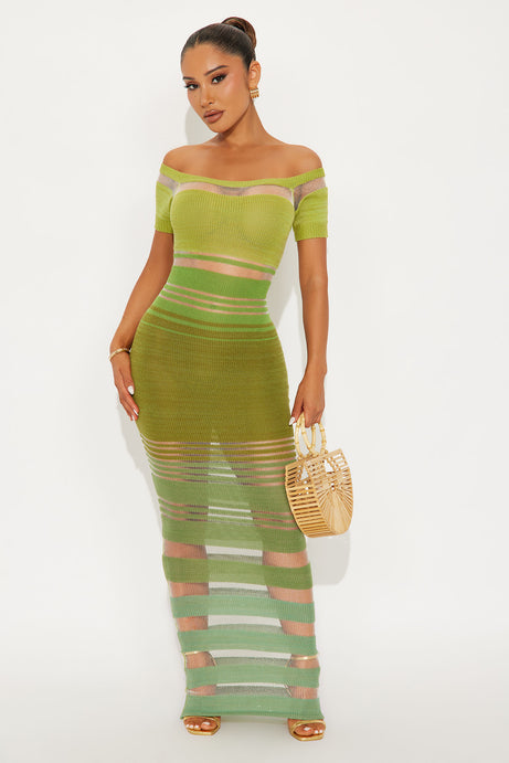 Josie Short Sleeve Sweater Maxi Dress - Olive
