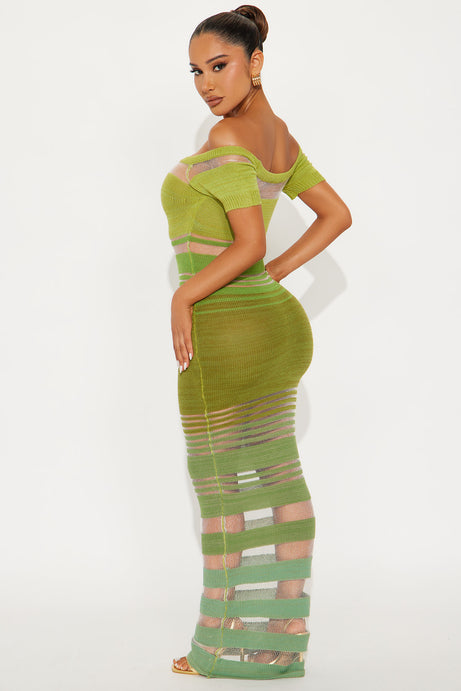 Josie Short Sleeve Sweater Maxi Dress - Olive