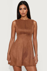 Baylee Suede Mini Dress - Camel