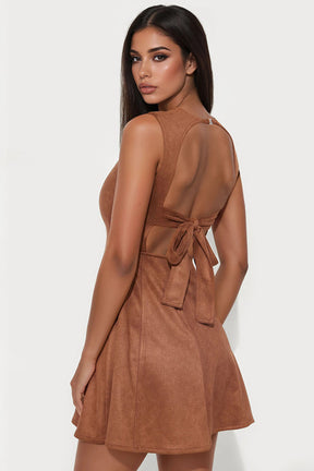 Baylee Suede Mini Dress - Camel