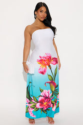 June Floral Maxi Dress - White/combo