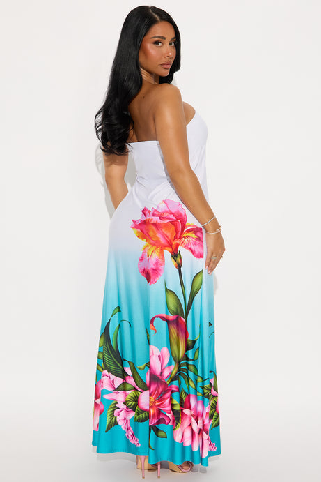 June Floral Maxi Dress - White/combo