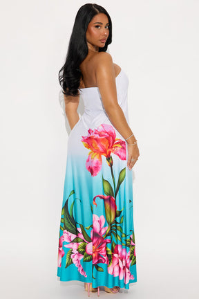 June Floral Maxi Dress - White/combo