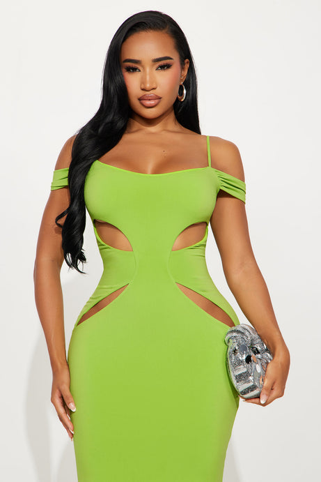 Real Attitude Cut Out Maxi Dress - Chartreuse