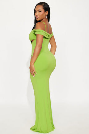 Real Attitude Cut Out Maxi Dress - Chartreuse