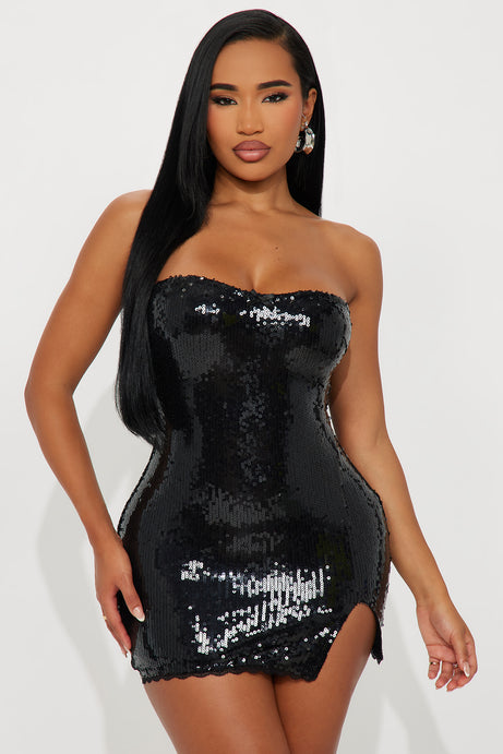 Kendall Sequin Micro Mini Dress - Black