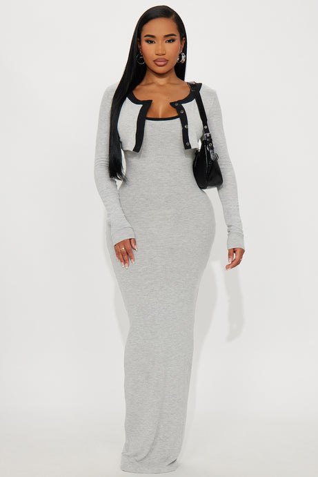 Literally No Maxi Dress Set - Grey/combo