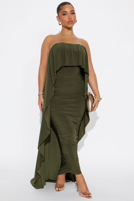 Sammy Ruched Maxi Dress - Olive