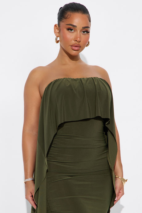 Sammy Ruched Maxi Dress - Olive