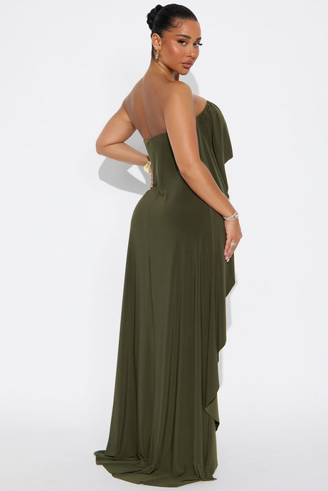 Sammy Ruched Maxi Dress - Olive