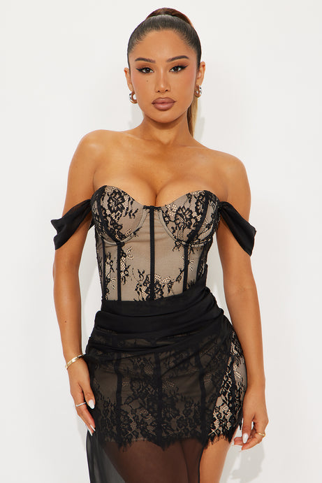 Just For Tonight Lace Maxi Dress - Black/combo