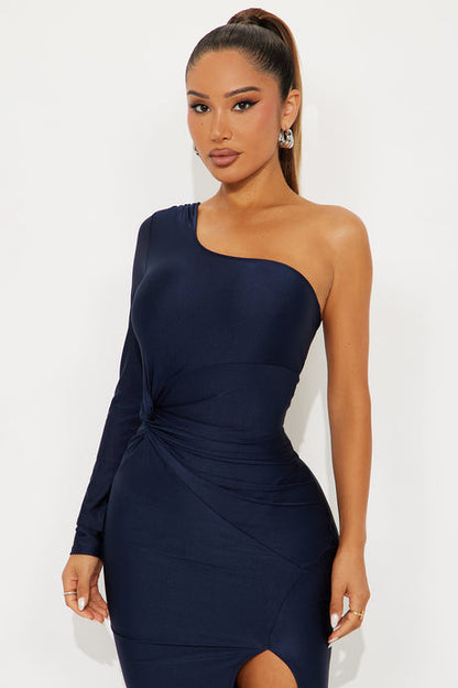 Glossy Babe Midi Dress - Navy