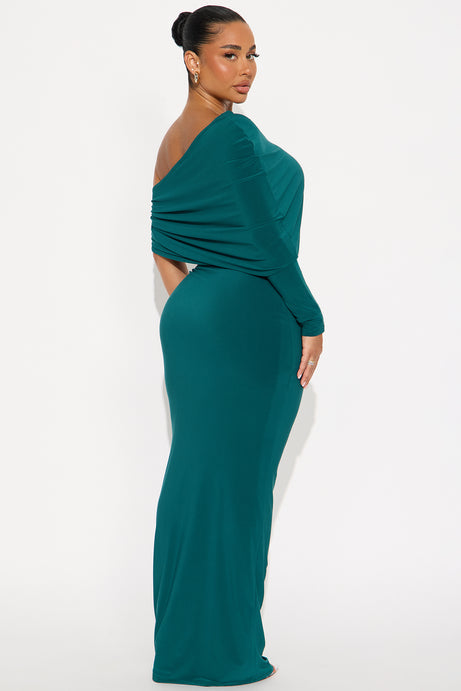 Major Crush Off Shoulder Maxi Dress - Hunter