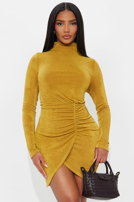 Taylor Ruched Mini Dress - Gold