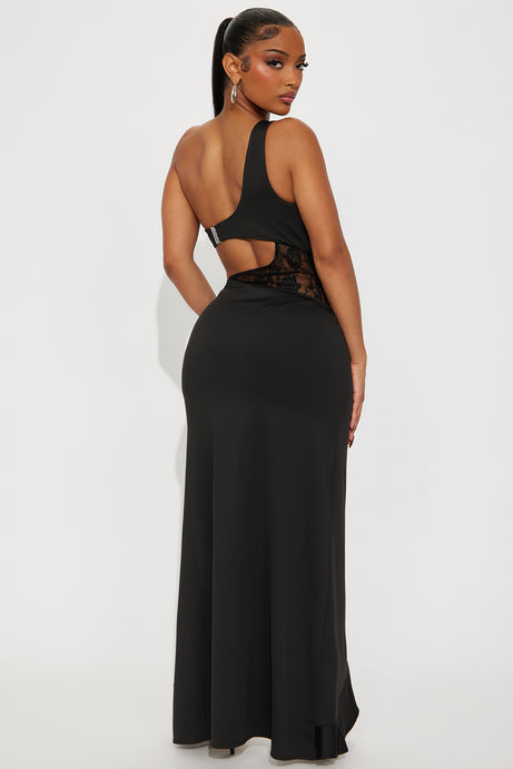 Belong To You One Shoulder Maxi Dress - Black