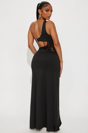 Belong To You One Shoulder Maxi Dress - Black