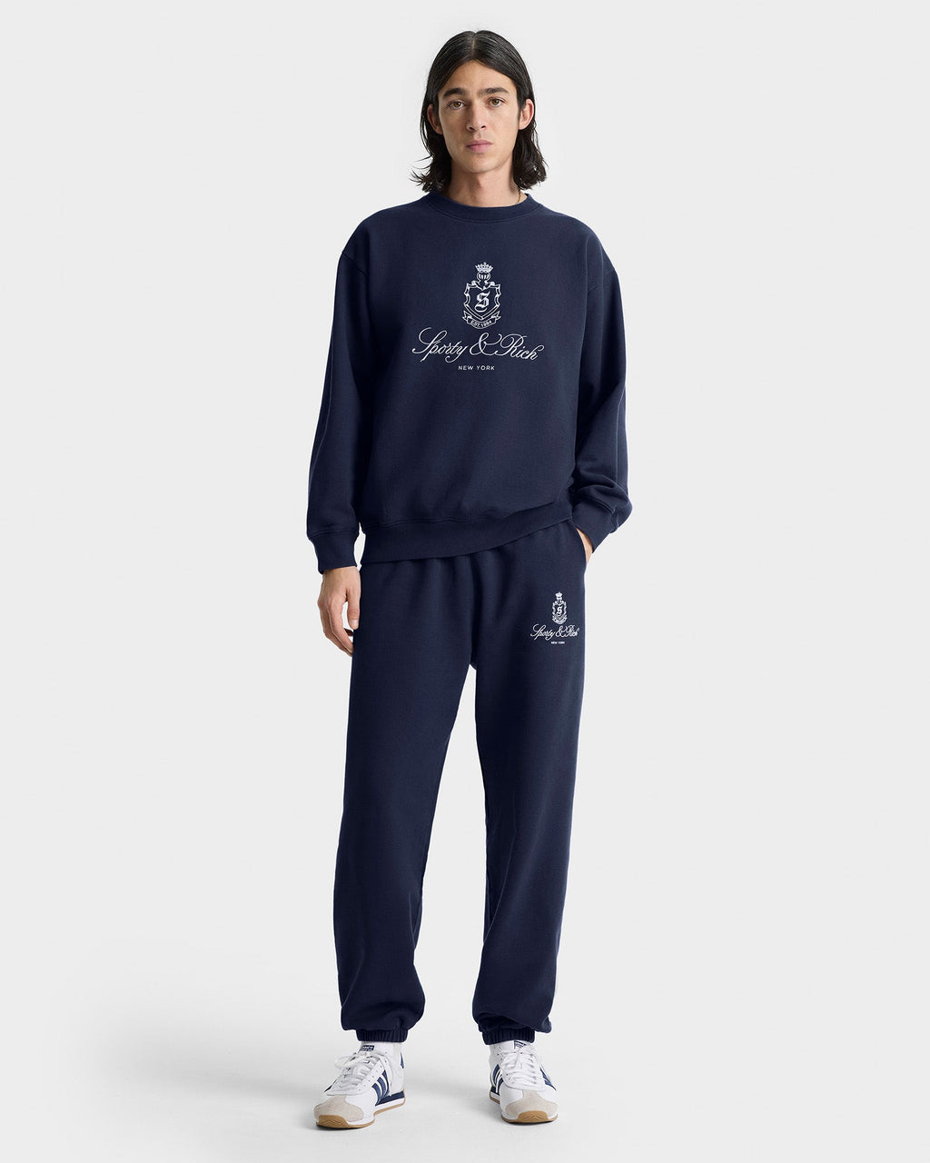 Vendome Embroidered Sweatpant - Navy/White
