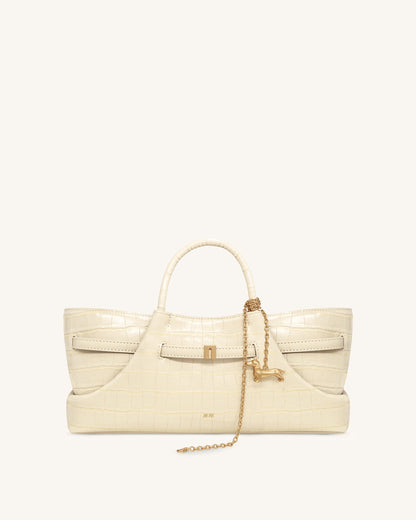 Maeve Dachshund Metal Charm Tote Bag - Deep Coffee