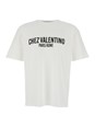 Valentino 'Chez' White Crewneck T-Shirt with Maxi Logo Print on the Front in Cotton Man