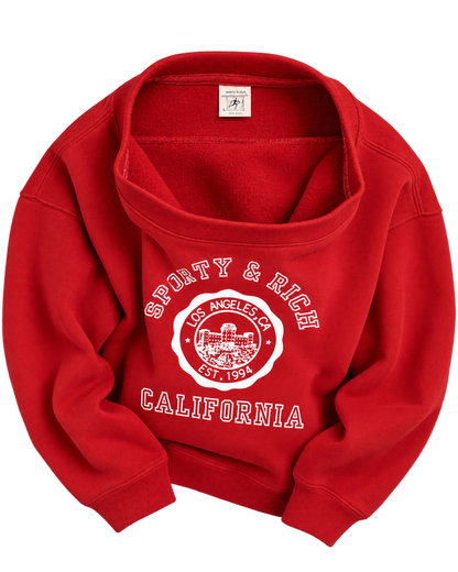 California Emblem Crewneck - Ruby/White