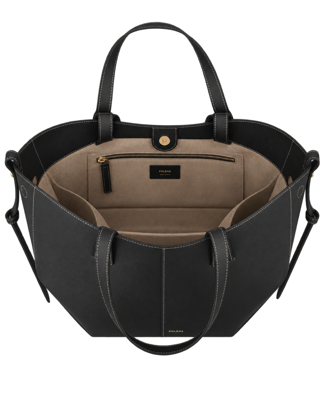 Cyme - Textured Black with Ecru Stitching