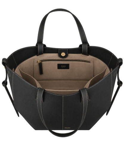 Cyme - Textured Black with Ecru Stitching
