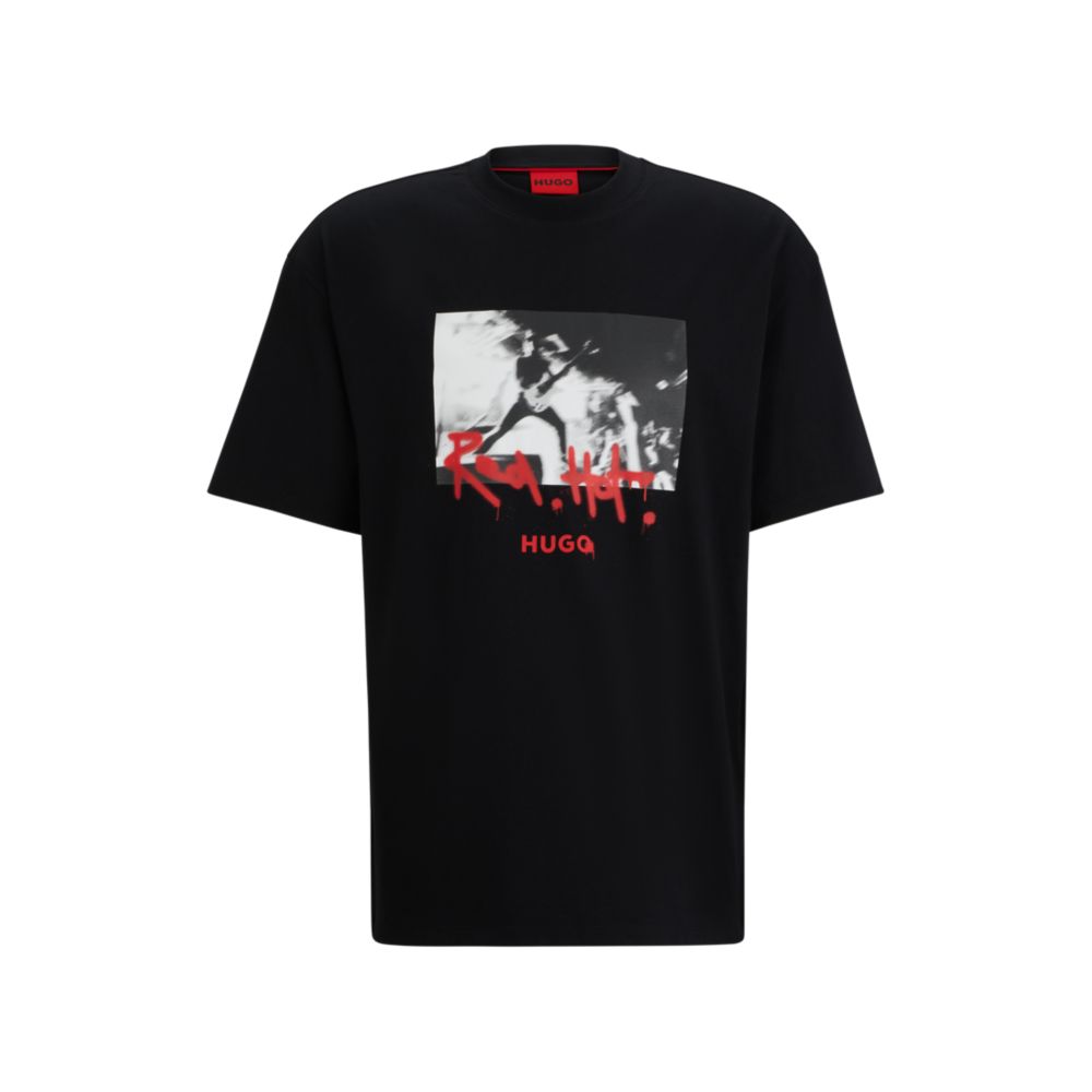 Hugo Boss Cotton jersey t-shirt with spray-paint artwork - Size: S T-Shirts | Shop From The Mirage