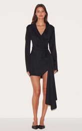 Black Floral Corsage Detail Blazer Dress