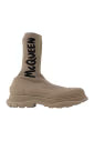 Alexander McQueen Beige Sock Boots with Black Accents