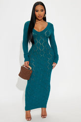 Oriana Sweater Maxi Dress - Teal