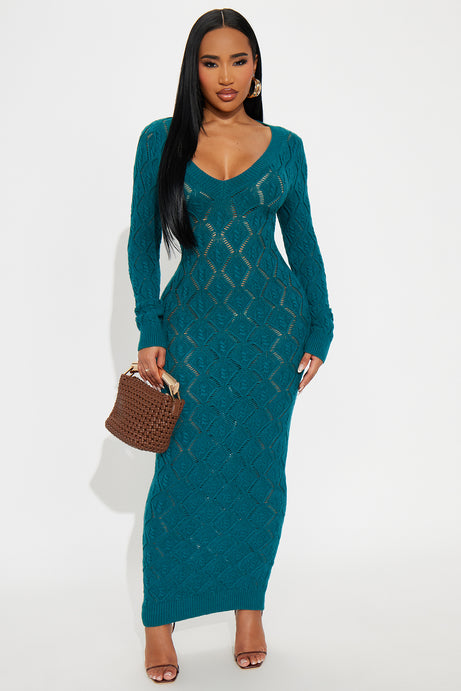 Oriana Sweater Maxi Dress - Teal