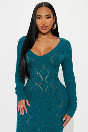 Oriana Sweater Maxi Dress - Teal
