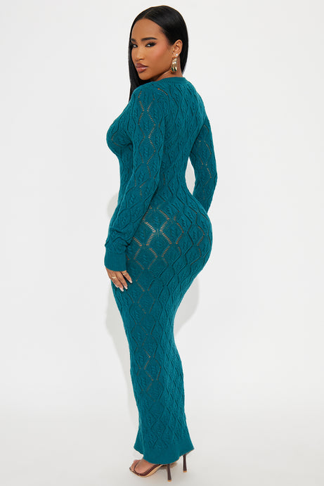Oriana Sweater Maxi Dress - Teal