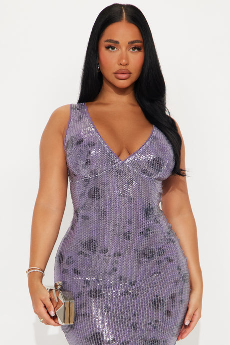Willa Floral Sequin Maxi Dress - Purple