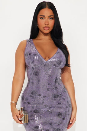 Willa Floral Sequin Maxi Dress - Purple