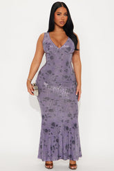 Willa Floral Sequin Maxi Dress - Purple