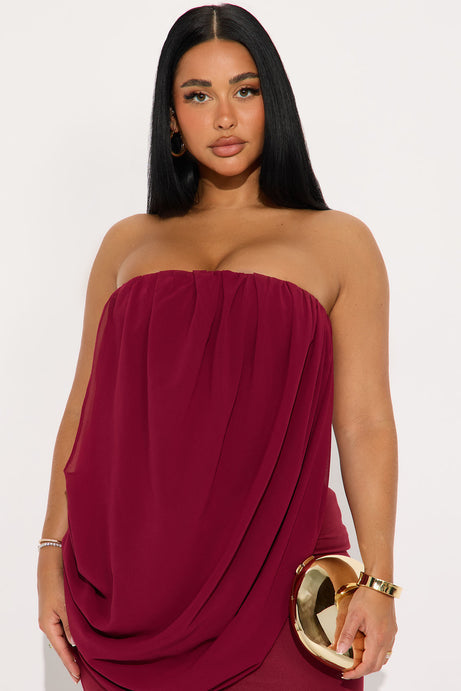 Morle Draped Maxi Gown - Wine