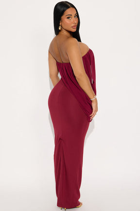 Morle Draped Maxi Gown - Wine